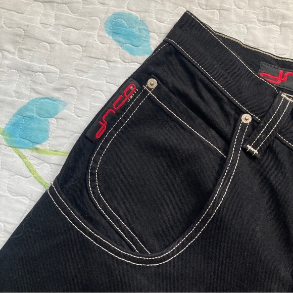 VTG 90s JNCO 14in Inseam Black Denim Shorts βοΈ - Picture 6 of 8